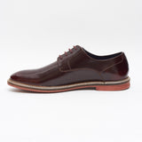 Lucini Formal Men Burgundy Leather Formal Lace-Up Shoes Wedding Office - BOOTSANDLEATHER