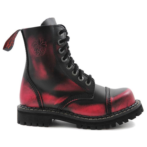 Angry Itch 8 Hole Black Leather Pink Rub Off Combat Boots Army Ranger Steel Toe - BOOTSANDLEATHER