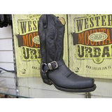 Loblan 641 Black Waxy Leather Mens Cowboy Boots Classic Biker Western - BOOTSANDLEATHER