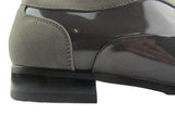 Rossellini Armando Mens Shoes Grey Patent Nubuck Lace Up Pointed Casual Shoe - BOOTSANDLEATHER