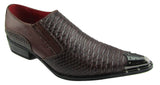 Rossellini Benitez Mens Shoes Brown Leather Lined Metal Pointed Rock Shoe - BOOTSANDLEATHER