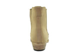 Loblan 517 Leather Tan Beige Cowboy Boots Biker Western Square Toe Ankle Boot - BOOTSANDLEATHER