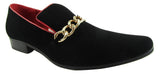 Rossellini Prince Mens Moccasin Shoes Black Nubuck Wedding Gold Heel Loafer - BOOTSANDLEATHER
