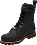 Harley Davidson WICKSON  Men Black Leather Biker Boots Rock Buckles Lace Up - BOOTSANDLEATHER