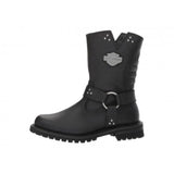 Harley Davidson Ladies Barford Black Leather Side Zip Biker Boots - BOOTSANDLEATHER