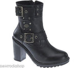 Harley Davidson Ludwell Ladies Biker Boots Black Leather Heel Boot - BOOTSANDLEATHER