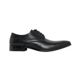 Lucini Formal Men Black Leather Heels Smart Shoes 4 Eyelet Lace Up Wedding - BOOTSANDLEATHER