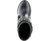 Harley Davidson Abbey Ladies Black Leather Biker Heel Boots Triple Strap Dress - BOOTSANDLEATHER