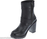 Harley Davidson Ludwell Ladies Biker Boots Black Leather Heel Boot - BOOTSANDLEATHER