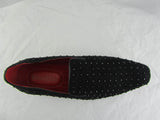 Rossellini Baldoria Mens Shoes Black Faux Suede Studded Heel Loafer Mocasin - BOOTSANDLEATHER