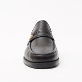 Lucini Formal Men Black Sheep Leather Moccasin Heels Shoes Slip On Wedding - BOOTSANDLEATHER