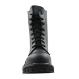 Angry Itch Vintage Black Leather Combat Boots 8 Hole Punk Army Steel Toe - BOOTSANDLEATHER