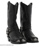 Grinders New Eagle High Cowboy Biker Black Leather Boots Western High Quality - BOOTSANDLEATHER