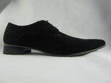 Rossellini Azzurra Mens Shoes Black Faux Suede Lace Up Pointed Casual Shoe - BOOTSANDLEATHER