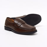 Lucini Formal Men Brown Leather Mocassin Heels Shoes Slip On Wedding Loafer - BOOTSANDLEATHER