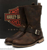 Harley Davidson Jayden Mens Boot Brown Leather Engineer Biker Zip Boots Original - BOOTSANDLEATHER