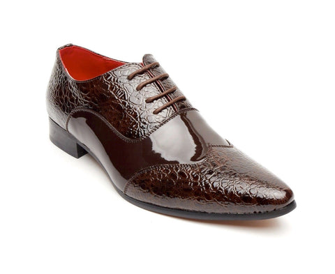 Rossellini Fellini Zx Mens Shoes Brown Leather Lined Metal Pointed Rock Shoe - BOOTSANDLEATHER