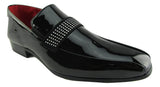 Rossellini Rimini Mens Moccasin Shoes Black Shiny Leather Lined Heel Loafer - BOOTSANDLEATHER