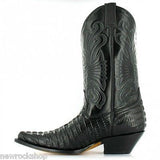 Grinders Carolina Crocodile  Black Western Leather Boots High Pointed Toe - BOOTSANDLEATHER
