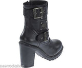 Harley Davidson Ludwell Ladies Biker Boots Black Leather Heel Boot - BOOTSANDLEATHER