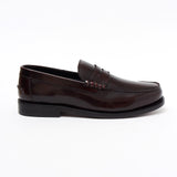 Lucini Formal Men Red Oxblood Leather Moccasin Heels Shoes Goodyear Welted - BOOTSANDLEATHER