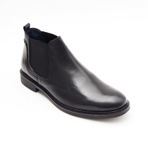 Lucini Formal Men Black Leather Formal Chelsea Slip-On Boots Wedding Office - BOOTSANDLEATHER