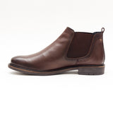 Lucini Formal Men Brown Leather Formal Chelsea Slip-On Boots Wedding Office - BOOTSANDLEATHER