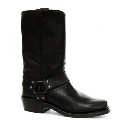 Grinders Rare Old Waxy Renegade Unisex Hi Biker Black Leather Boots - BOOTSANDLEATHER