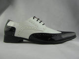 Rossellini Prato Z2 Mens Shoes Lace Up Brogue Black White Pointed Casual Shoe - BOOTSANDLEATHER