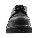 New Angry Itch Black Leather Unisex Shoes 3 Eyelets Steel Cap Combat Punk Rock - BOOTSANDLEATHER