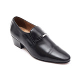 Lucini Mens Formal Cuban Heels Real Leather Slip On Wedding Shoes Black - BOOTSANDLEATHER