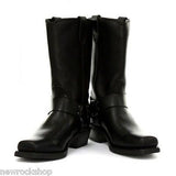 Grinders Rare Old Waxy Renegade Unisex Hi Biker Black Leather Boots - BOOTSANDLEATHER