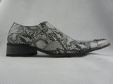 Rossellini Benitez Men Shoes Black Leather Snake Skin Lined Metal Pointed Rock - BOOTSANDLEATHER