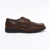 Lucini Formal Men Brown Leather 4 Eyelet Lace Up Comfort Shoes Wedding Office - BOOTSANDLEATHER