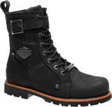 Harley Davidson WICKSON  Men Black Leather Biker Boots Rock Buckles Lace Up - BOOTSANDLEATHER