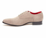 Rossellini Mario Mens Shoes Grey Faux Suede Lace Up Pointed Casual Shoe - BOOTSANDLEATHER