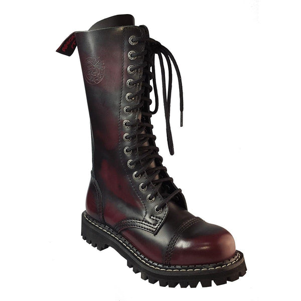 Angry Itch Leather boots 8-hole Light Red Rub Off UK 47G, US Men’s 14 Steel Toe Angry Itch 8 Hole Boots Burgundy Rub Off | Abaddon Mystic Store main image 2
