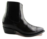 Grinders Austin Men Leather Ankle Zip Burgundy Red Boots Block Heel - BOOTSANDLEATHER