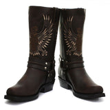 Grinders New Unisex Bald Eagle Boot Brown Biker Cowboy Western Leather Boots - BOOTSANDLEATHER