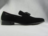 Rossellini Jersey Mens Moccasin Shoes Black Faux Suede Loafer Tussle - BOOTSANDLEATHER