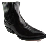 Grinders Austin Men Leather Ankle Zip Burgundy Red Boots Block Heel - BOOTSANDLEATHER