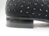 Rossellini Baldoria Mens Shoes Black Faux Suede Studded Heel Loafer Mocasin - BOOTSANDLEATHER