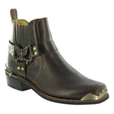 Grinders Rare Eagle Low Cowboy Biker Brown Leather Boots Western High Quality - BOOTSANDLEATHER