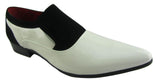 Rossellini Hackney Men Shoes Black White Nubuck Leather Lined Pointed Wedding - BOOTSANDLEATHER