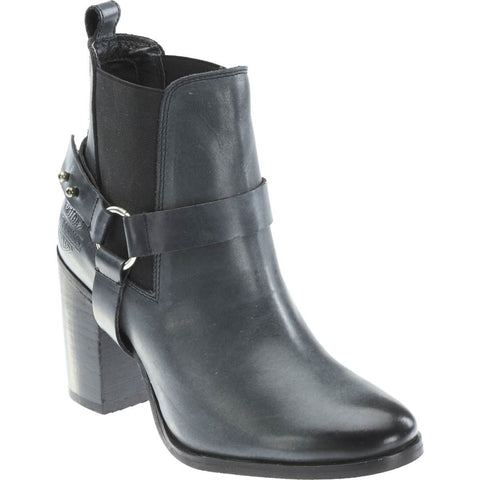 Harley Davidson New Ladies Grey Leather Catalani Chunk Heel Biker Boots Ash - BOOTSANDLEATHER