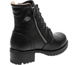 Harley Davidson Ladies Asher Black Leather Zip Lace-Up Boot Biker Boots - BOOTSANDLEATHER