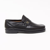 Lucini Formal Men Black Sheep Leather Moccasin Heels Shoes Slip On Wedding - BOOTSANDLEATHER