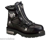 Harley Davidson Brake Light Black Leather Men'S Biker Boots Ankle Riding Boot - BOOTSANDLEATHER