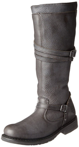 Harley Davidson Ladies Womens Cyndie 15" Strap Slate Leather Studs Biker Boots - BOOTSANDLEATHER