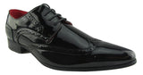 Rossellini Prato Z2 Mens Shoes Lace Up Brogue Black Patent Pointed Casual Shoe - BOOTSANDLEATHER